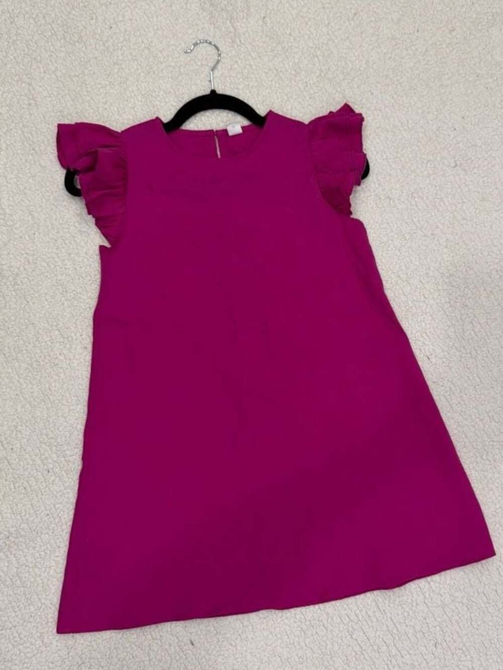 SHEIN Girls Ruffle Sleeve Solid Magenta Dress Size 10Y